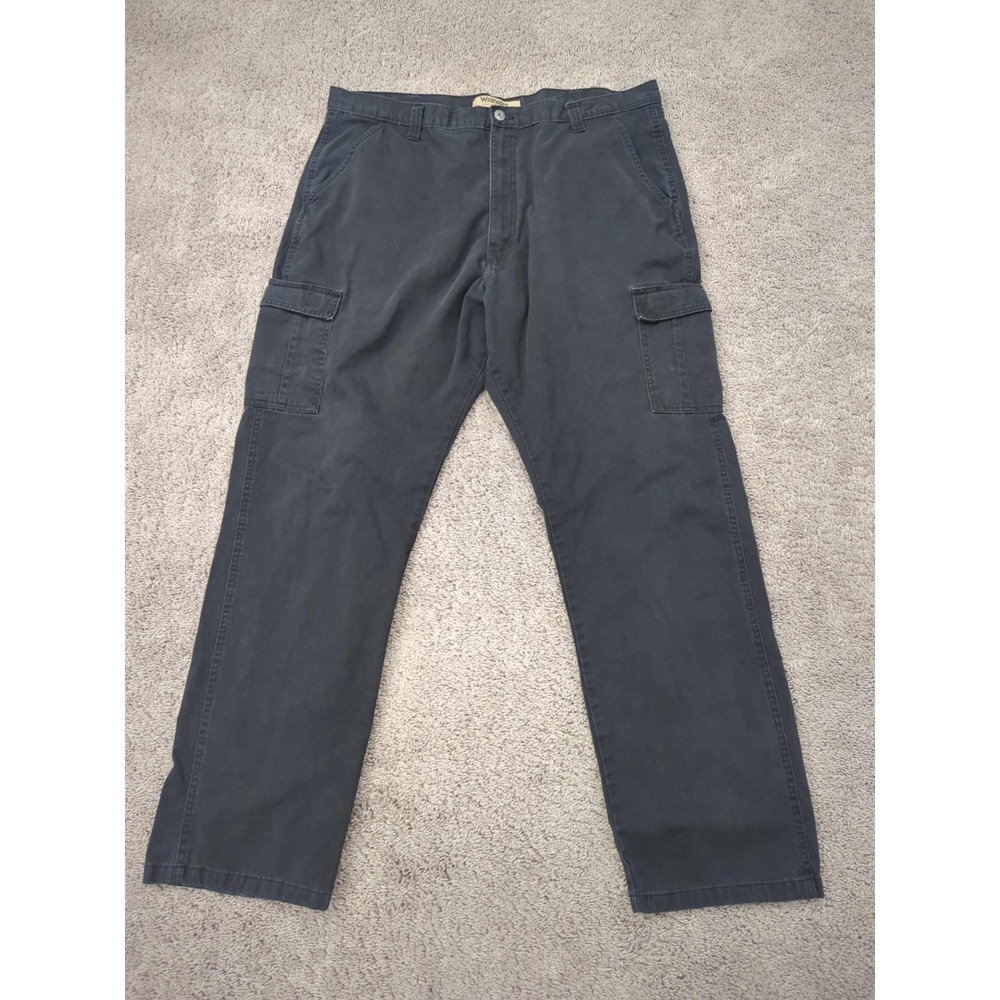 Wrangler Cargo Jeans Mens 42x34 Black Denim Straight 100% Cotton Workwear Casual